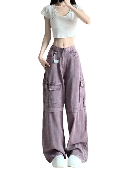 Retro Purple Cargo Jeans