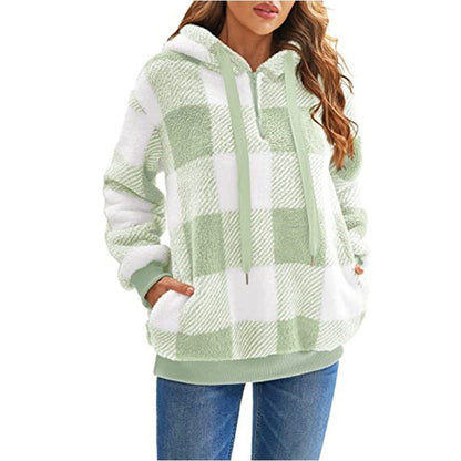 Fashion Plaid Hooded Sweatshirt