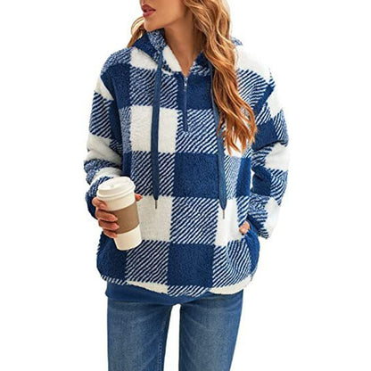 Fashion Plaid Hooded Sweatshirt