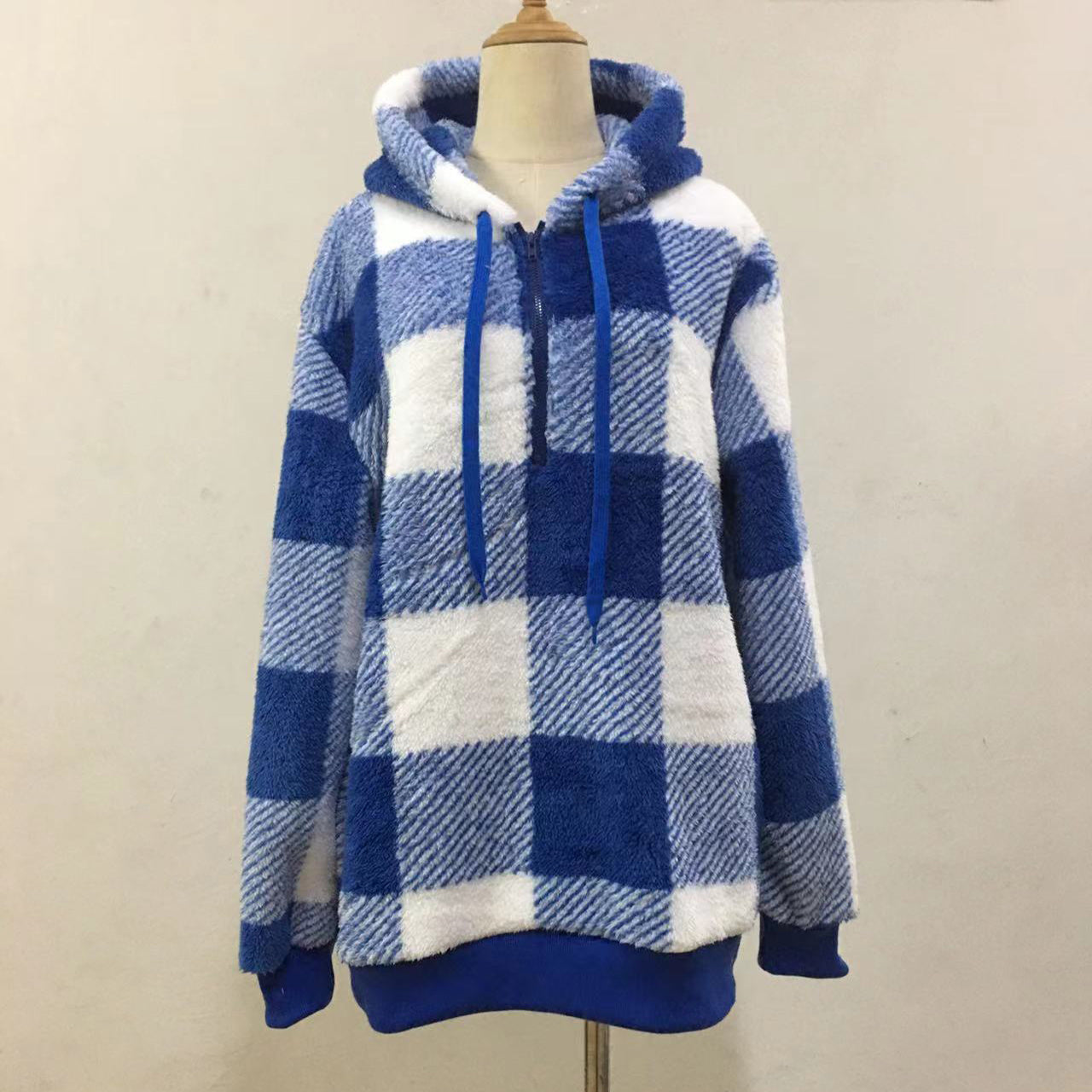 Fashion Plaid Hooded Sweatshirt