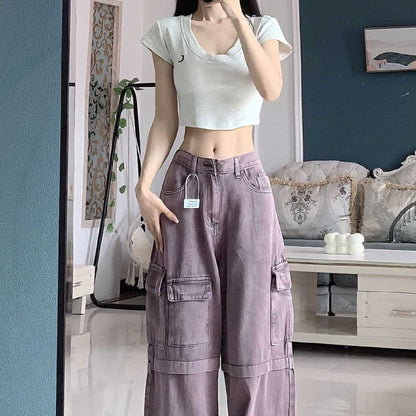 Retro Purple Cargo Jeans