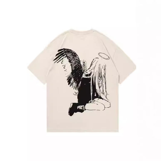 Hip Hop Men's Angel Wings Printed T-shirt