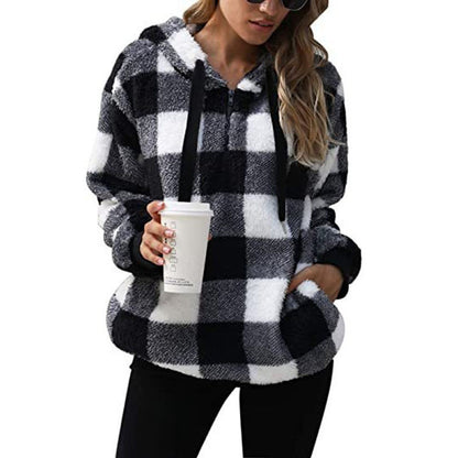 Fashion Plaid Hooded Sweatshirt