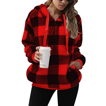 Fashion Plaid Hooded Sweatshirt